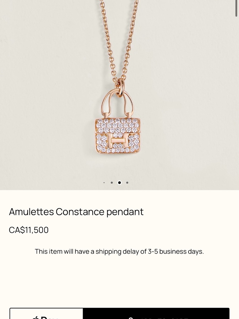 Hermes Amulettes Constance Diamond Rose Gold Necklace - Picture 7 of 7